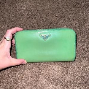 Prada long zip around wallet